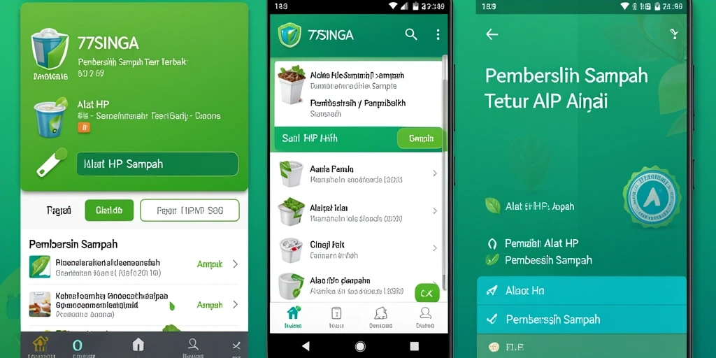 Tampilan antarmuka 77SINGA yang efisien untuk Pembersih Sampah.