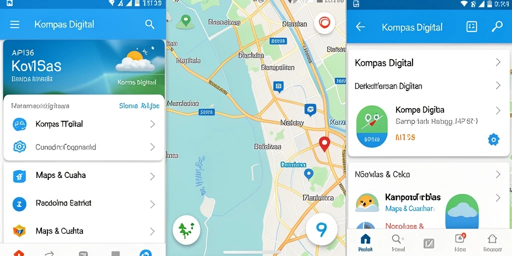 Antarmuka pengguna API36 menampilkan kompas digital dan informasi cuaca.