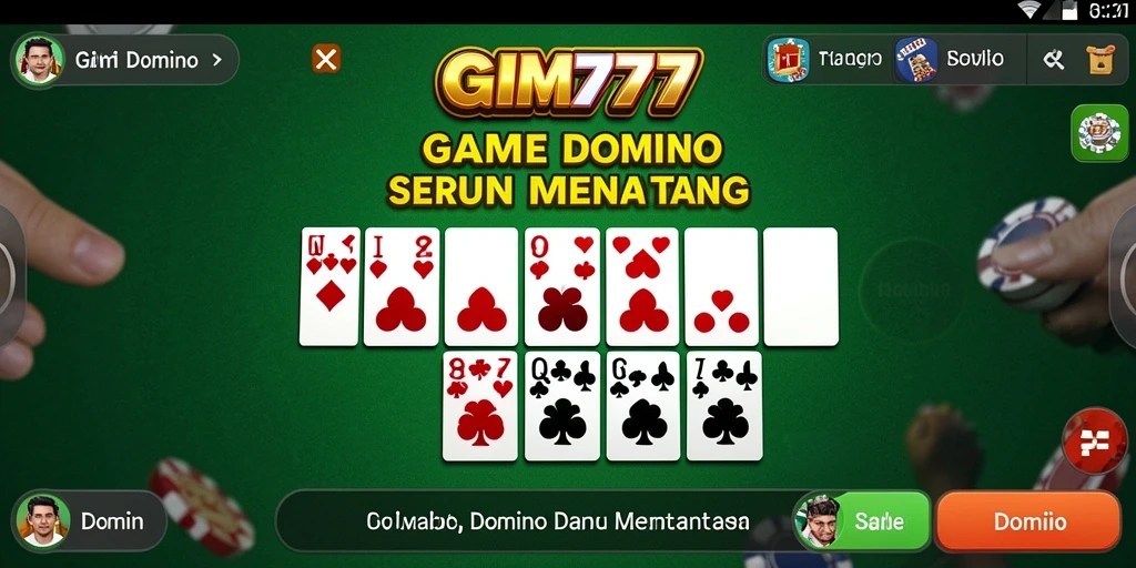 Tampilan antarmuka menarik dari GIM777 yang menampilkan permainan Domino.