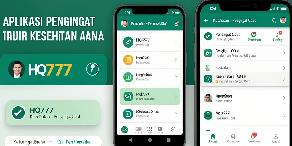 Tampilan antarmuka HQ777 yang intuitif dan fungsional untuk pengingat obat.