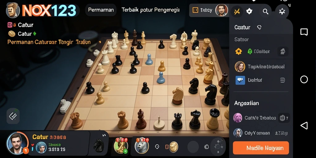 Screenshot antarmuka permainan Catur NOX123 yang menarik dan fungsional.
